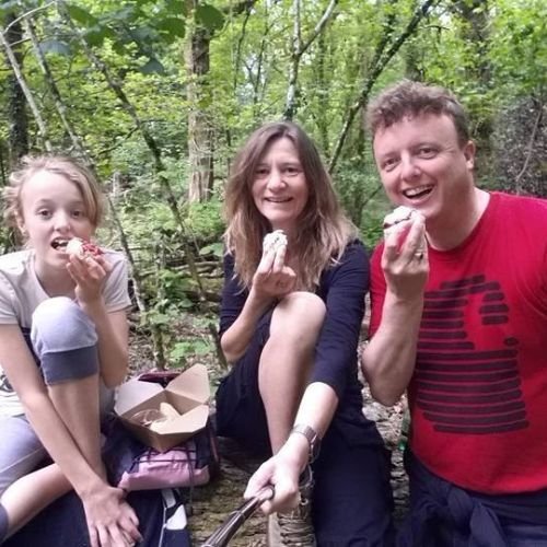 Guests enjoying a picnic Devon Cream Tea in Hisley woods