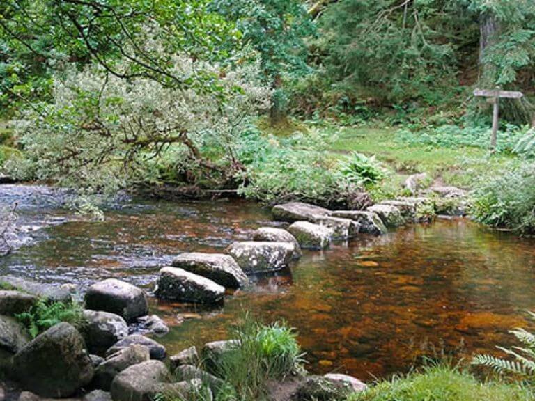 Large granite stepping stones across the river Dart