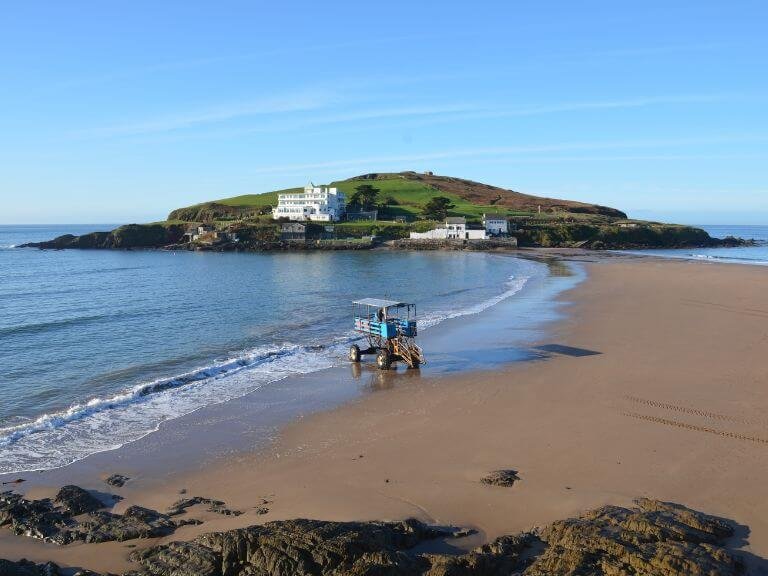 Sea Tractor on sand bar to Burgh Island