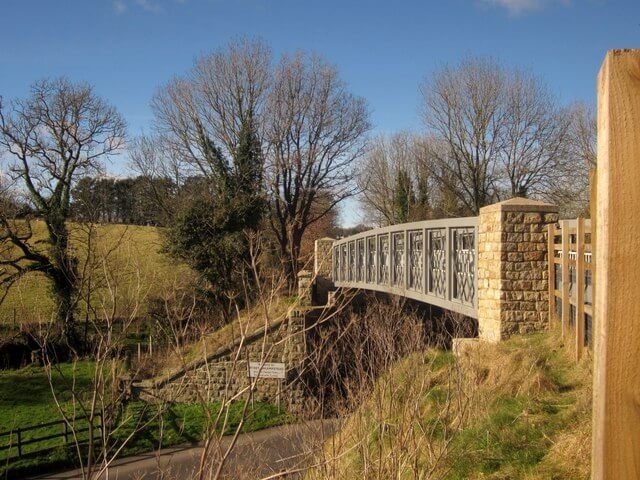 Steel bridge taking cycle path over a road